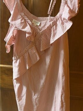 Everly Pink & White Striped Ruffle Sundress